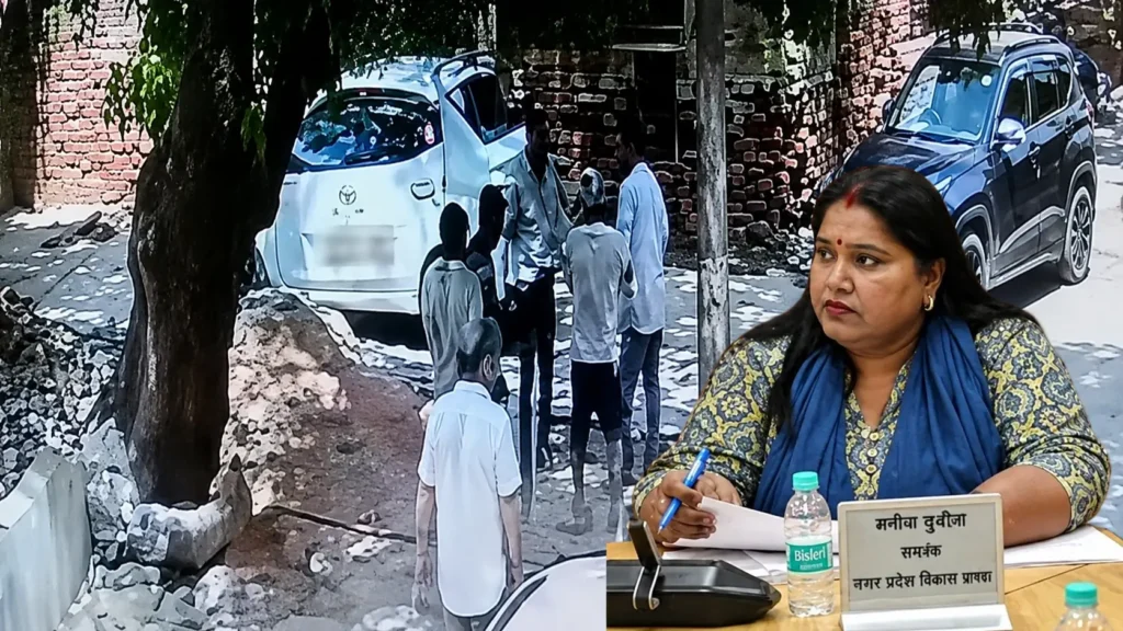 घाटमपुर के रार गांव में विवाद के बाद मौके पर पहुंची पुलिस और स्थानीय लोग।