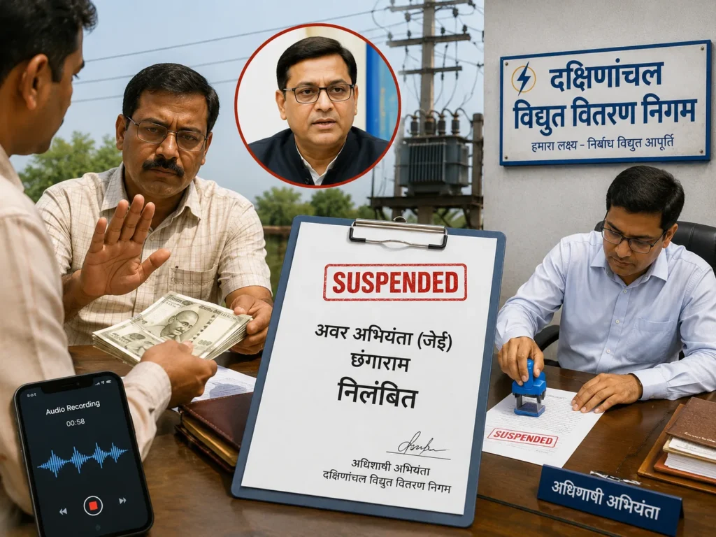 कन्नौज में बिजली कनेक्शन के बदले रिश्वत मांगने के आरोप में निलंबित जेई की कार्रवाई का प्रतीकात्मक चित्र