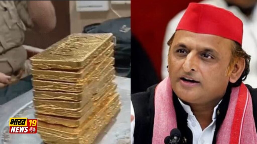 कन्नौज में आगरा-लखनऊ एक्सप्रेसवे पर पुलिस द्वारा कार से सोना बरामद किए जाने की कार्रवाई