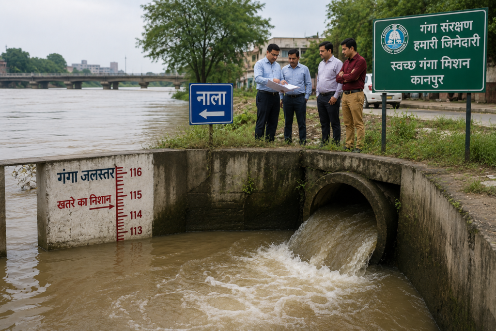 कानपुर में गंगा के बढ़े जलस्तर के बीच ग्रामीण नालों की टैपिंग और वेटलैंड योजना