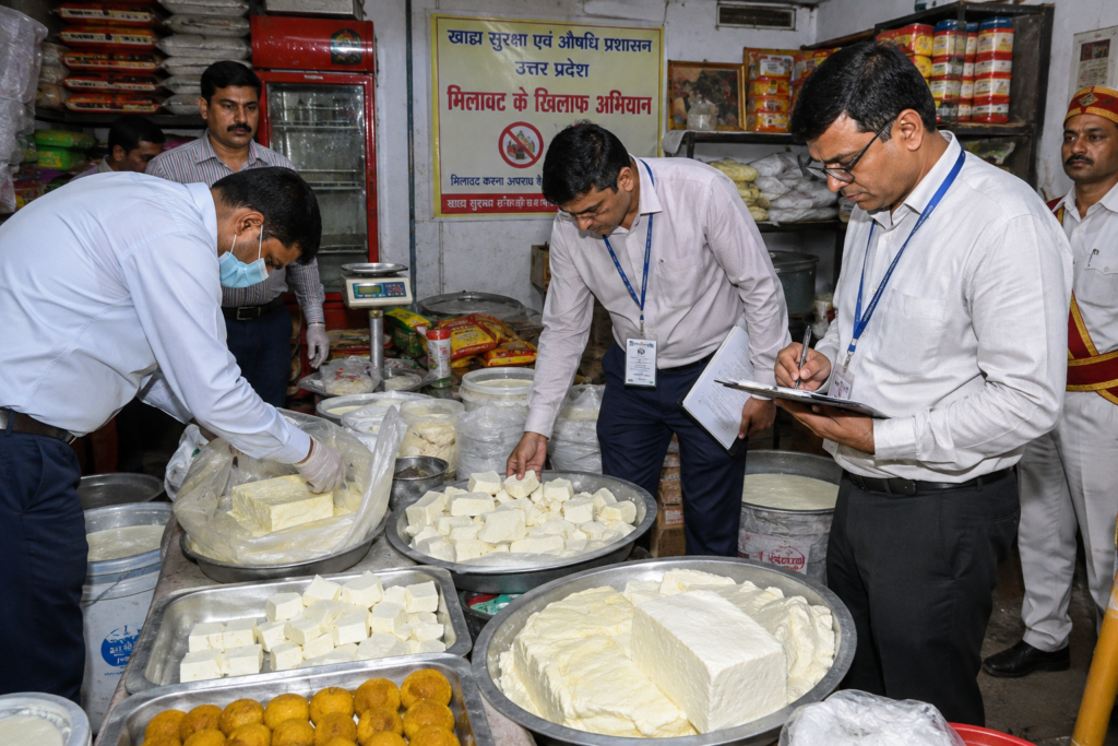 रक्षाबंधन से पहले यूपी में खाद्य विभाग की छापेमारी और मावा पनीर मिठाइयों की जांच