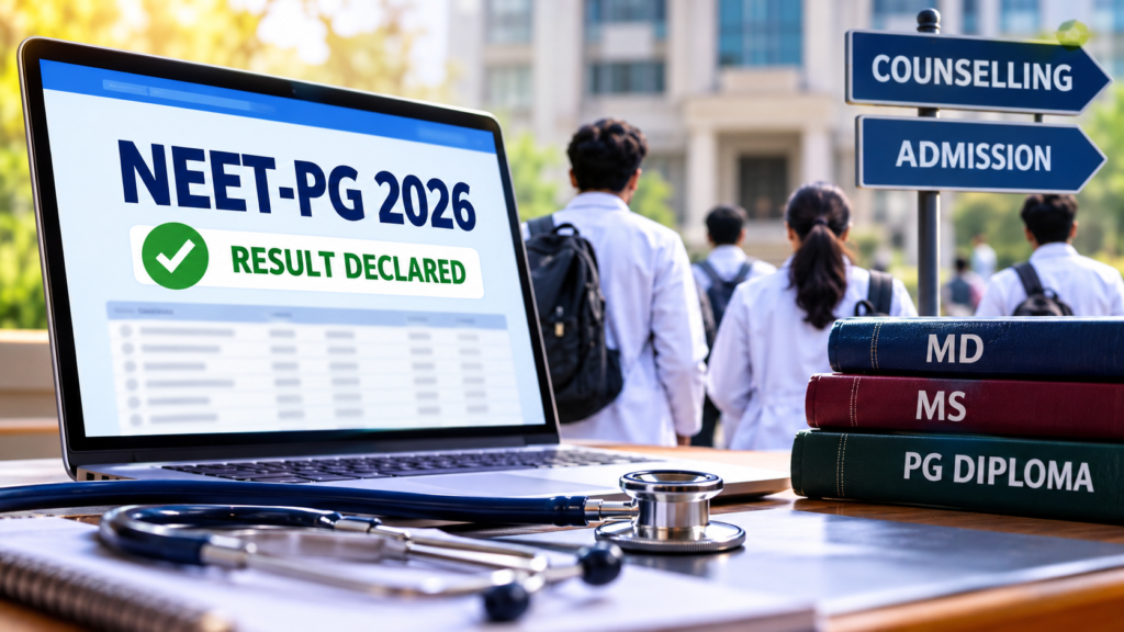NEET-PG 2026 रिजल्ट जारी होने के बाद मेडिकल काउंसलिंग की तैयारी करते अभ्यर्थी