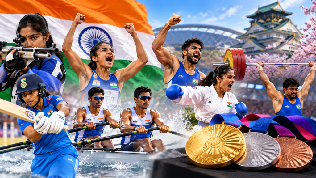 एशियाई खेल 2026 में भारत के 17 पदक हो गए हैं। भारत ने 1 स्वर्ण, 7 रजत और 9 कांस्य जीते, जबकि चीन 130 पदकों के साथ शीर्ष पर है।