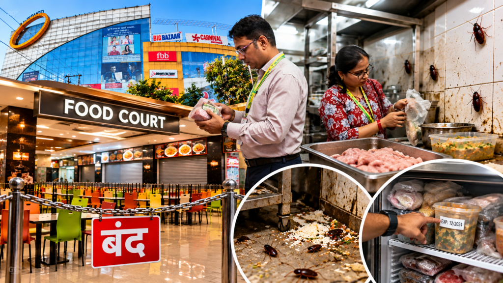 कानपुर के होटल रेस्टोरेंट में खाद्य सुरक्षा विभाग की जांच के दौरान खाद्य सामग्री की जांच