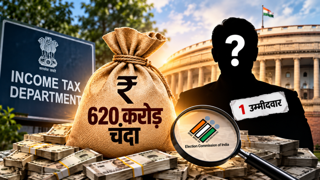 आम जनमत पार्टी की वित्तीय तस्वीर, 8 हजार रुपये की घोषित आय से 620.24 करोड़ रुपये के योगदान तक पहुंचने का विवरण।