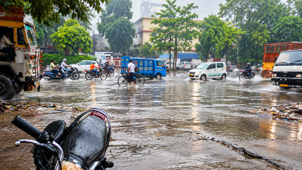 कानपुर के पनकी, दादानगर और इस्पातनगर में बारिश से जलभराव हुआ। कच्चा माल, पैकिंग सामग्री और मशीनें प्रभावित हुईं, पांच हजार से अधिक इकाइयों पर असर पड़ा।