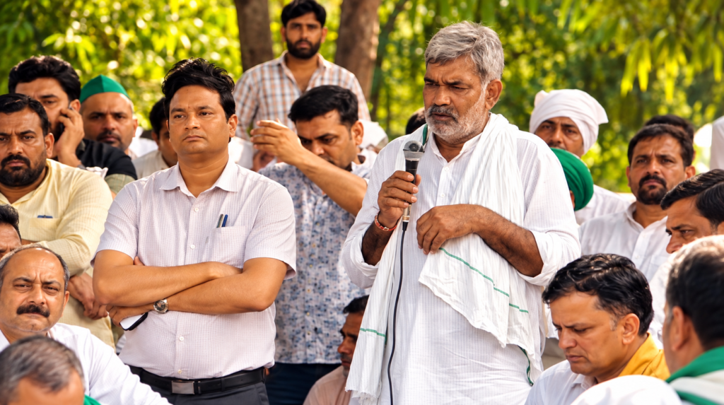 बागपत में पुराने वाहनों की जब्ती के विरोध में ARTO कार्यालय पर किसानों का धरना-प्रदर्शन