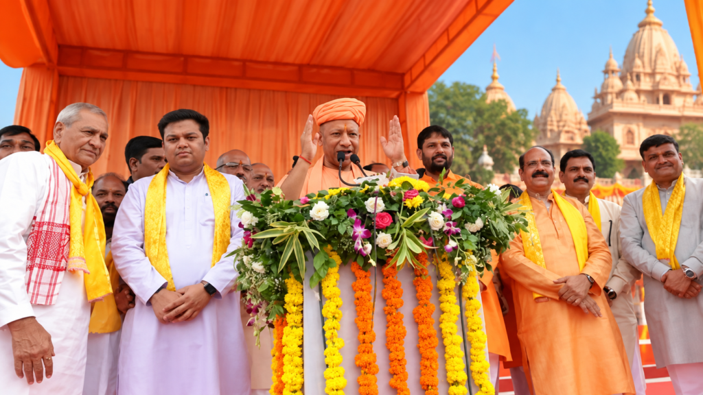 मथुरा में बांकेबिहारी जन्मोत्सव पर मुख्यमंत्री योगी आदित्यनाथ
