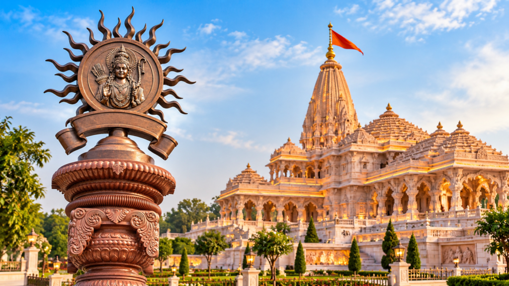 अयोध्या राम मंदिर परिसर में रामभक्तों की स्मृति में 16 मीटर ऊंचा हुतात्मा स्तंभ तैयार है। लाल ग्रेनाइट और कांस्य लोगो से बने स्मारक का जल्द लोकार्पण होगा।