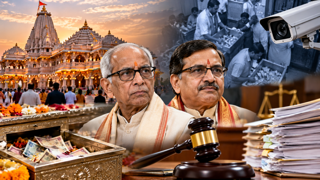 राम मंदिर चढ़ावा चोरी केस में आठ आरोपियों के खिलाफ चार्जशीट दाखिल हुई। चंपत राय, अनिल मिश्रा और गोपाल राव आरोपी नहीं, गवाह बनाए गए।