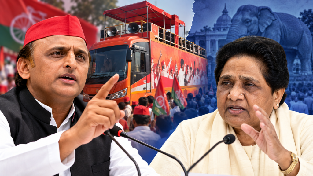PDA रथ के रंग पर मायावती के सवाल के बाद अखिलेश यादव ने तंज कसा। 24 सितंबर को रायबरेली से शुरू होगा सपा का PDA रथ अभियान।