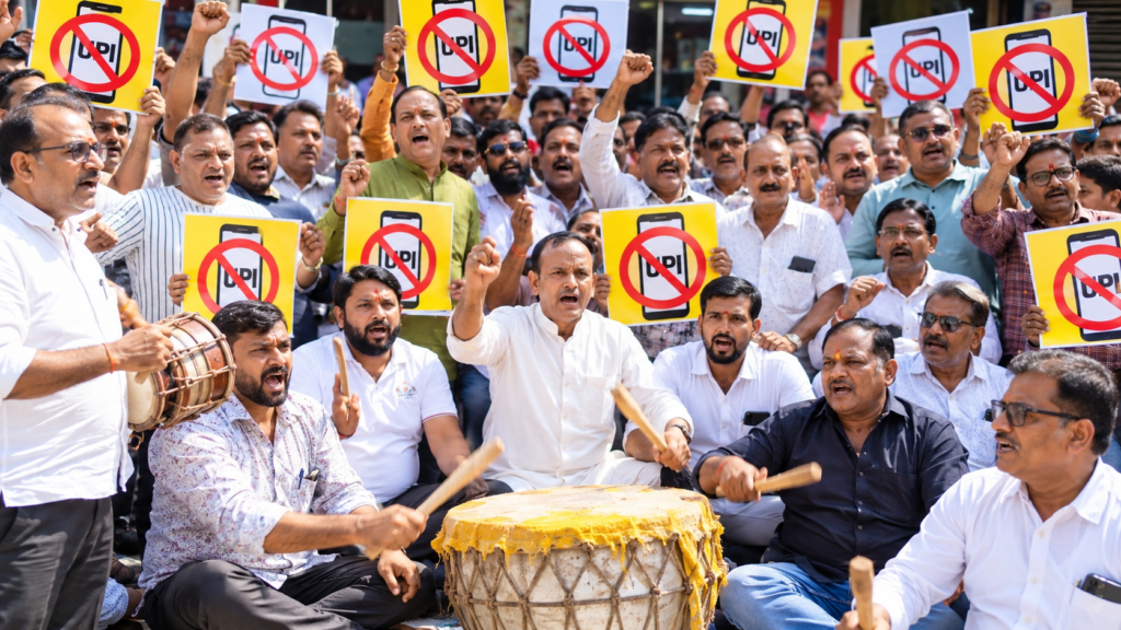 Kanpur traders protest against proposed UPI MDR with nagada and damru