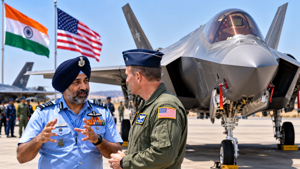तरंग शक्ति अभ्यास में शामिल अमेरिकी F-35 स्टील्थ लड़ाकू विमान और वायुसेना प्रमुख एपी सिंह