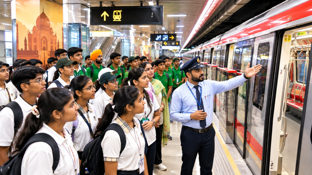 पंजाब के फिरोजपुर स्थित पीएम श्री स्कूल के विद्यार्थियों का आगरा मेट्रो के भूमिगत स्टेशन और परिवहन तकनीक को समझने के लिए शैक्षणिक भ्रमण