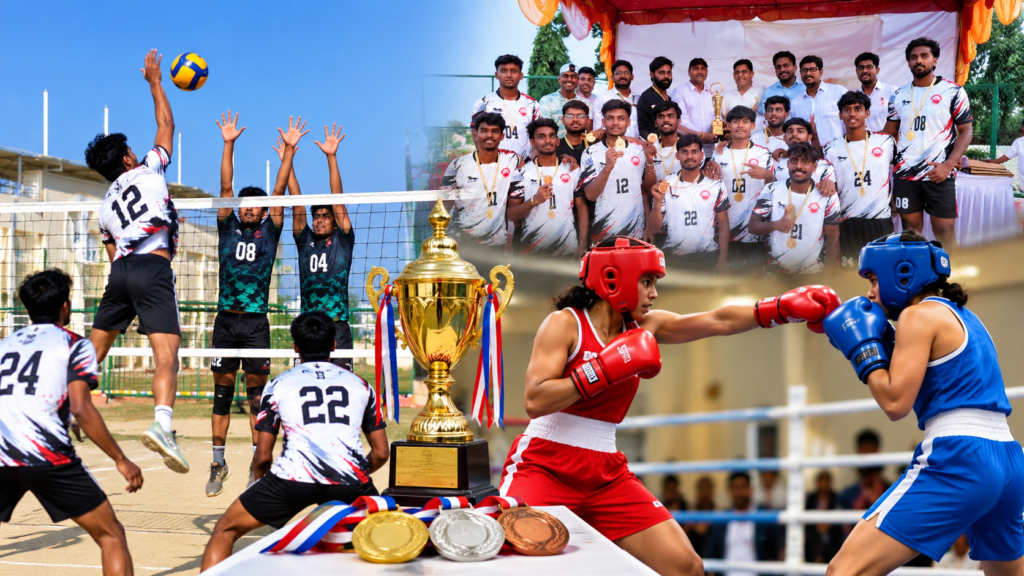 सीएसजेएमयू कानपुर के अंतर-महाविद्यालय बॉक्सिंग और वॉलीबॉल प्रतियोगिताओं में चैंपियन बने खिलाड़ी और पदक विजेता