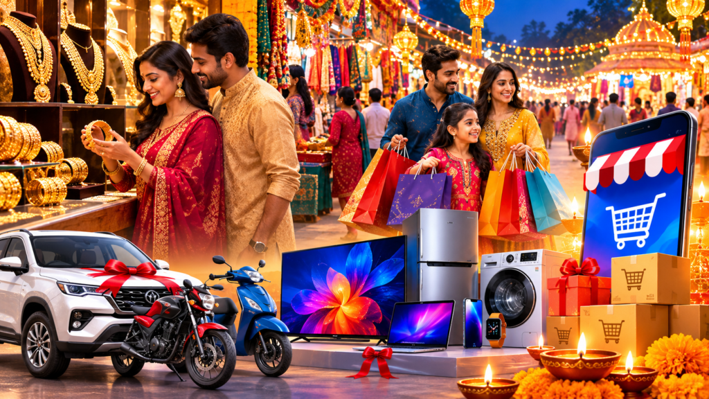 दिवाली बाजार 2026 में सोना-चांदी, वाहन, इलेक्ट्रॉनिक्स और ऑनलाइन खरीदारी से ₹6.20 लाख करोड़ कारोबार का अनुमान