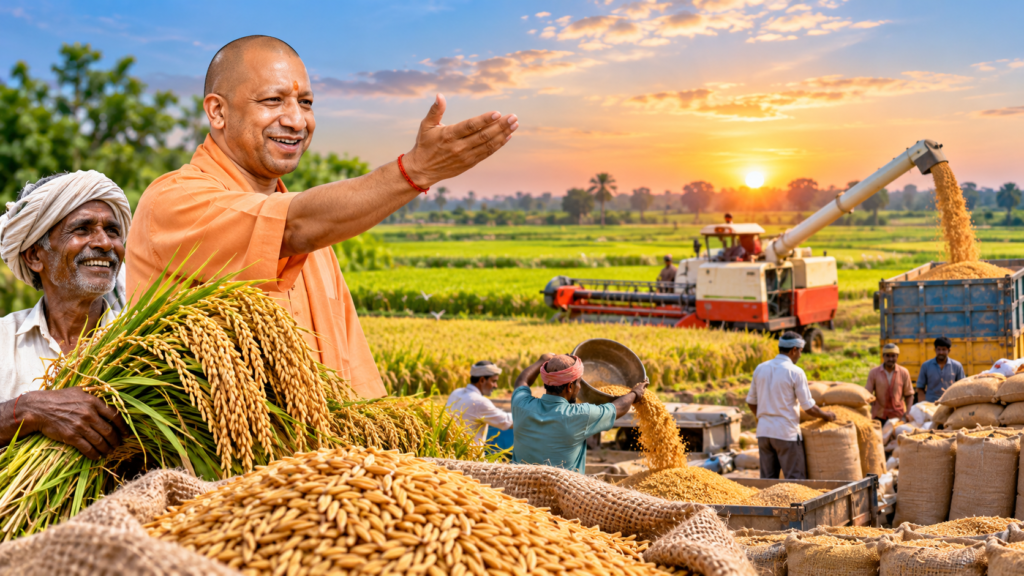 मुख्यमंत्री योगी आदित्यनाथ ने यूपी में कृषि विकास दर 18 प्रतिशत होने और धान खरीद के आंकड़े साझा किए।