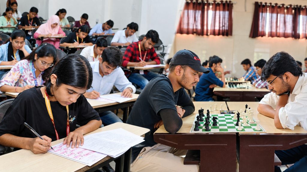 CSJMU students participating in Indian Culture Knowledge Exam and inter-campus chess competition
