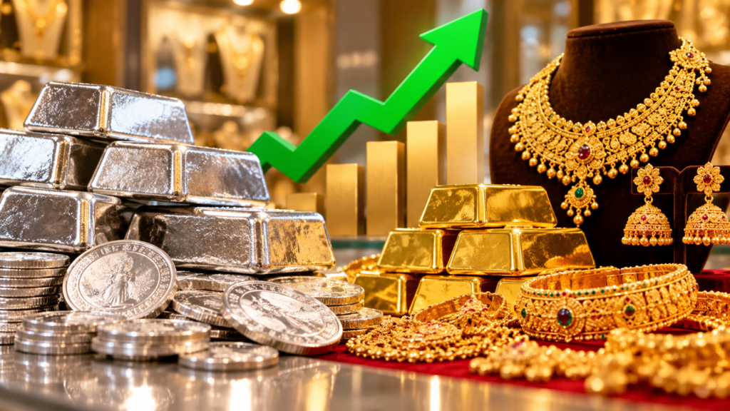 कानपुर के सराफा बाजार में चांदी 2,28,500 रुपये प्रति किलो और सोना 1,53,400 रुपये प्रति 10 ग्राम पर पहुंचा